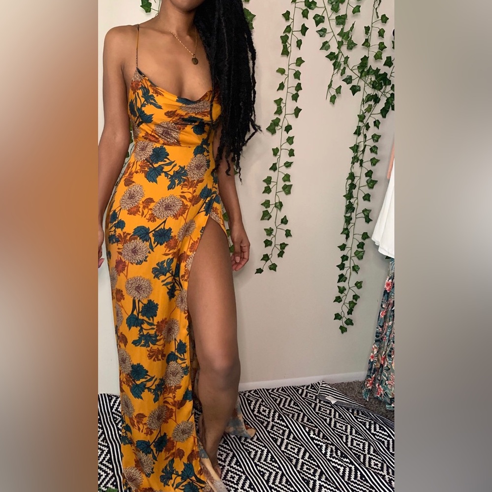 Skylar Madison Mustard Yellow Floral Dress ( all of them are New) No Tags/ Hook